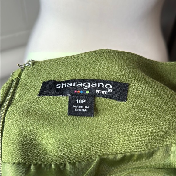 Green Sheath Mini Dress with Tie Front and Flutter Cap Sleeves - Picture 7 of 9